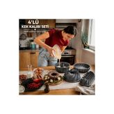 CHEFTİME Premium Döküm 4'lü Gri Kek Kalıbı Seti