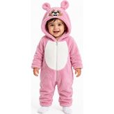 Chicsy Baby Kız Erkek Bebek Welsoft Peluş Tulum Kapüşonlu Fermuarlı Kışlık Bebek Tulumu Sevimli Hayvan Figürlü Yumuşak Polar Astronot Tulum - Gül Kurusu - 9 - 12 Ay