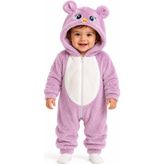 Chicsy Baby Kız Erkek Bebek Welsoft Peluş Tulum Kapüşonlu Fermuarlı Kışlık Bebek Tulumu Yumuşak Polar Astronot Tulum - Lila - 9 - 12 Ay