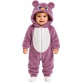 Chicsy Baby Kız Erkek Bebek Welsoft Peluş Tulum Kapüşonlu Fermuarlı Kışlık Bebek Tulumu Yumuşak Polar Astronot Tulum - Mor - 9 - 12 Ay