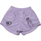 Chill Space Collection - Nakışlı Kadın Ev Şort - Lilac