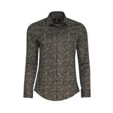 Çiçek Desenli Bej Slim Fit Gömlek