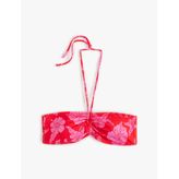 Çiçek Desenli Straplez Bikini Üstü