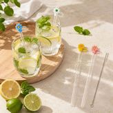 Çiçek Figürlü 4'Lü Cam Pipet - Renkli