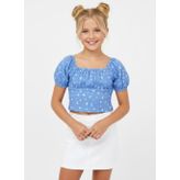 Çiçekli Kız Çocuk Crop Bluz