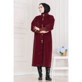 Çift Düğme Detaylı Kaban-Bordo