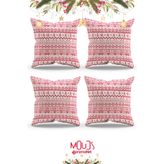 Çift Tarafı Baskılı Yılbaşı Kazağı Desenli Süet Kırlent Kılıfı - PL1126-4LÜ