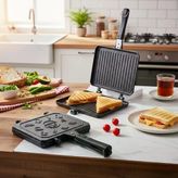 Çift Taraflı Ocak Üstü Döküm Tost Makinesi, Granit Efektli Yanmaz Yapışmaz Sandviç Ve Tost Tavası - Hamburger, Omlet Ve Aperatifler İçin �