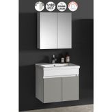 Çiğdem 55 cm Beyaz-İnox Balon MDF Seramik Lavabolu Asma Banyo Dolabı Takımı