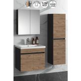 Çiğdem 55+35 cm Antrasit Gri Mat- Atlantik Çam MDF Seramik Lavabolu Asma Banyo Dolabı Takımı
