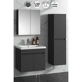 Çiğdem 55+35 cm Antrasit Gri Mat Mdf Seramik Lavabolu Asma Banyo Dolabı Takımı