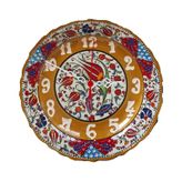 Çini Boyama Kabartma Duvar Saat 25cm - Çini Saat