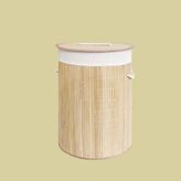 Çırpan Ev Bambu Bej Yuvarlak Katlanır Çamaşır Sepeti 50CM