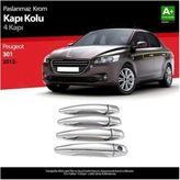 Citroen C Elysee 2012-2019 Modeller Arası Krom Kapı Kolu 4 Kapı Paslanmaz Çelik - 315 Gri