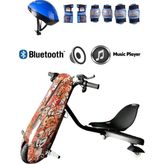 Citymate Drift Car Bluetooth Hoparlörlü Graffiti Desenli Drift Scooter Kask-Dizlik Seti Hediyeli - KASA30