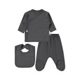 Civil Baby 3'Lü Basic Zıbın Takımı, Bebek Body, Gri, 0-1 Ay