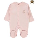 Civil Baby Pembe Organik Patikli Tulum %100 Pamuk Truvakar Kol Düz Desenli Yenidoğan Kız Çocuk