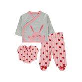 Civil Baby Tavşan Baskılı Çilek Empirme Zıbın Takımı, Pastel Pembe, 0-1 Ay, Kız Bebek
