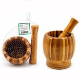 Çizgili Bambu Havan, 8 cm Çap - LUNAEV