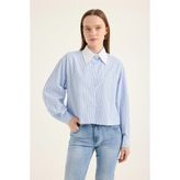Çizgili Gömlek - Buz Mavi - L - XL