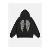 claine Siyah Oversize Kadın Wing Baskılı Sweatshirt