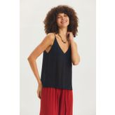 Clandestino V Yaka Minimal Askılı Bluz Siyah