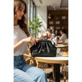 Classbag Yansımalı Saten Süet Siyah Yumuşak Suni Deri Çapraz Askılı Kadın Clutch ve Abiye Çanta