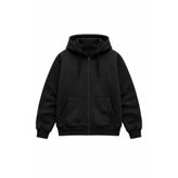 ÇLM STORE Erkek Slim Fit Örgü 3 İplik Fermuarlı Polar Hırka Siyah