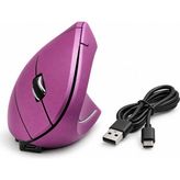 Cloody Dikey Ergonomik Kablosuz Mouse (Sarjlı) - Mor