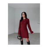 Cloudy Kids Kadın Mini Fitilli Kışlık Bordo Triko Elbise