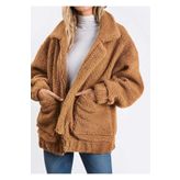 CNG MODA Peluş Oversize Fermuarlı Astarsız Mont