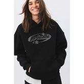 Co Trendiz Kadın Private Taş Baskılı Sweatshirt Siyah