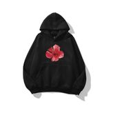 co trendiz Kadın Red Hibiscus Sweatshirt Siyah