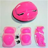 Çocuk Kask Dizlik Dirseklik Eldiven Koruyucu Set 7 Parça, Pembe