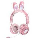 Çocuklar için kablosuz Bluetooth kulaklık, mikrofon, çocuk sevimli kedi kulak kız kulaklık, okul için, pembe anaokulu ışıklı Kawaii gürültü önleyici kulaklıklar çocuklar gençler için çocuk uçak