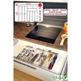 Color House 13'lü Set Modüler Kaşıklık Organizer Çekmece Içi Şeffaf Düzenleyici Tahta Kaşık Drawer Organizer