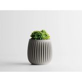 Columna Dekoratif Saksı - Bej Çizgili Modern Bitki Saksısı 16 cm - 160x160x160mm