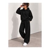 COMANCHERO Kadın Baskısız Oversize 3 iplik Sweatshirt Ve Baggy Eşofman Takımı