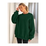 COMBINE Kadın Bisiklet Yaka Basic Oversize Sweatshirt KOYU YEŞİL