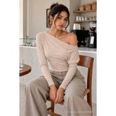 COMBİNE MİCHAİL Bej Renk Dar Kalıp Kadın Basic Bluz