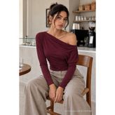 COMBİNE MİCHAİL Bordo Renk Dar Kalıp Kadın Basic Bluz