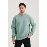 COMBİNE MİCHAİL Çağla Pamuklu Bisiklet Yaka Oversize Şardonlu Basic Erkek Sweatshirt