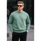 COMBİNE MİCHAİL Çağla Renk Basic Bisiklet Yaka Relaxed Regular Erkek Sweatshirt