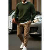 COMBİNE MİCHAİL Erkek Basic Bisiklet Yaka Haki Sweatshirt