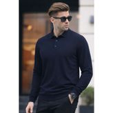 COMBİNE MİCHAİL Erkek Polo Yaka Triko Lacivert Basic Kazak