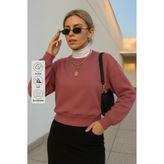 COMBİNE MİCHAİL Kadın Basic Oversize Gül Kurusu Sweatshirt