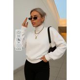 COMBİNE MİCHAİL Kadın Basic Oversize Kışlık Beyaz Sweatshirt