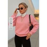 COMBİNE MİCHAİL Kadın Basic Oversize Kışlık Pembe Sweatshirt