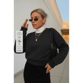 COMBİNE MİCHAİL Kadın Basic Oversize Kışlık Siyah Sweatshirt