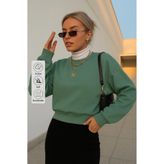 COMBİNE MİCHAİL Kadın Basic Oversize Kışlık Yeşil Sweatshirt